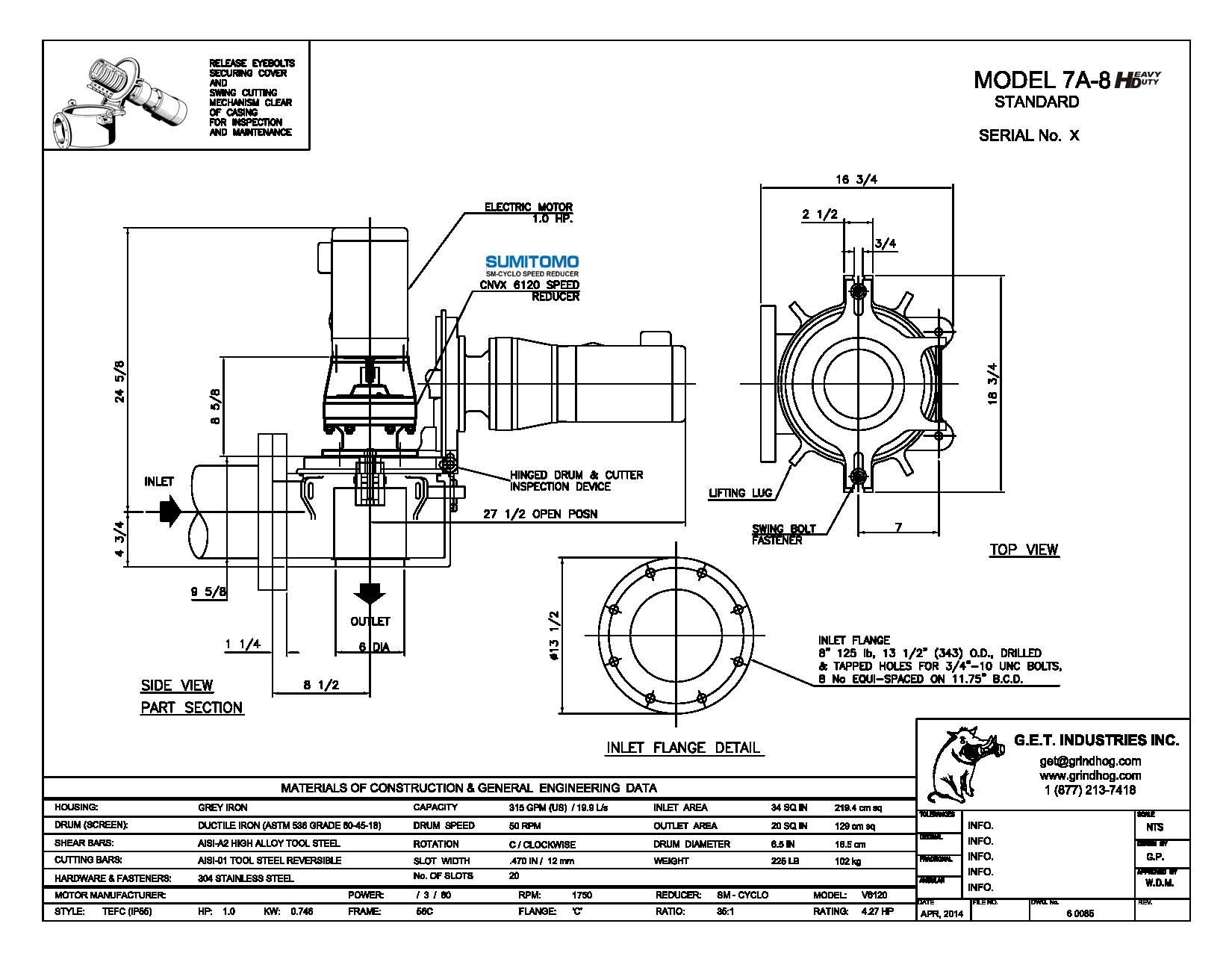 data drawing for Model 7A-8
