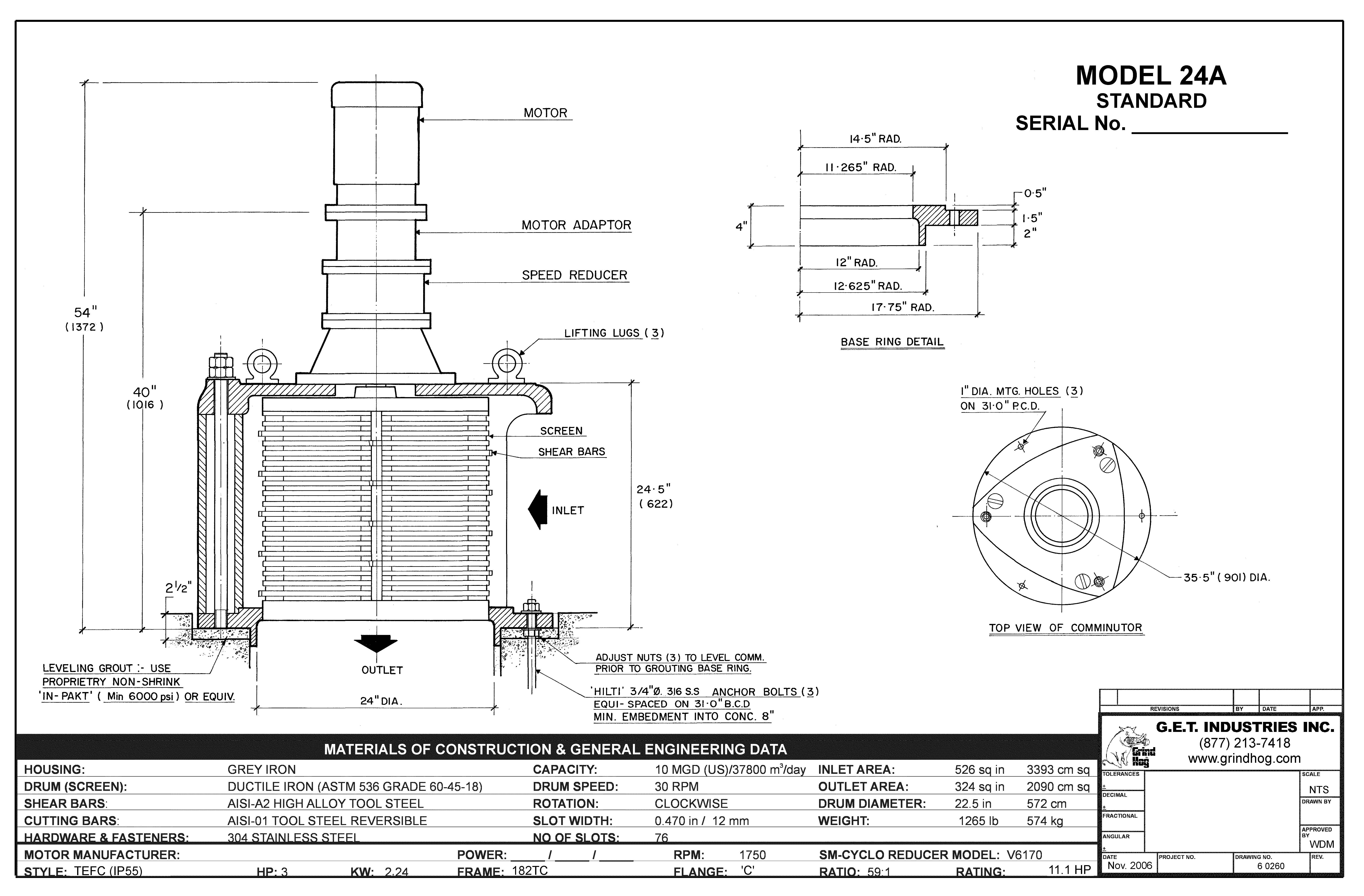 data drawing for Model 24A